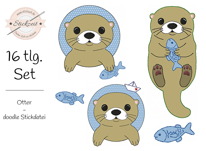 Otter - doodle Stickdatei